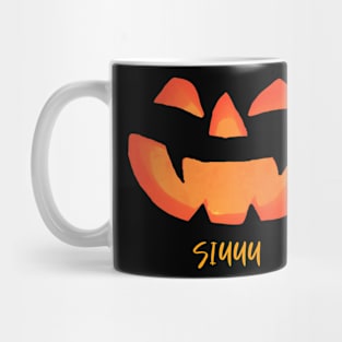 Halloween Pumpkin Jack O' Lantern Siuuu Text T-shirt Black Background Mug